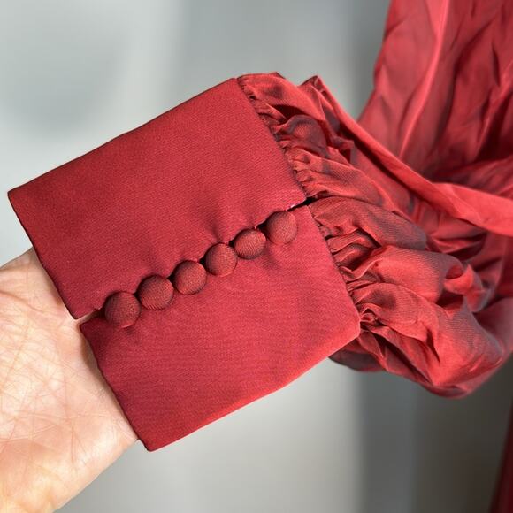 NWOT MAC DUGGAL Garnet A-Line Blouson Sleeve Chiffon Ballgown Dress Women’s - Picture 6 of 15
